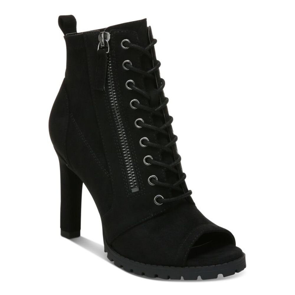BAR III Womens Black Lace Zipper Accent Damas Open Toe Stiletto Shootie 5.5 M